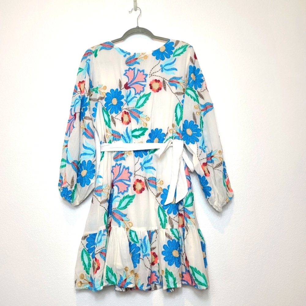 Oliphant Flirty Short Long Sleeve Dress in Monet Size Large - Picture 4 of 14